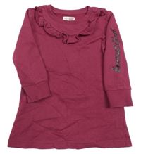 Vínové teplákové šaty s volánkem a nápisem Pocopiano