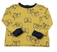 Hořčicovo-tmavomodré pyžamové triko s medvědy F&F