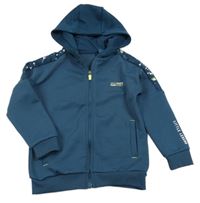 Tmavomodrá propínací mikina s nápisem a kapucí George