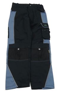 Černo-modré pracovní kalhoty s kapsami 