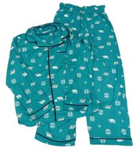 Tyrkysové pyžamo s vločkami a medvědy