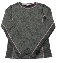 Sivo-čierne melírované funkčné tričko Yigga