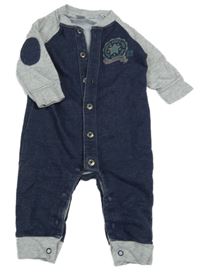 Tmavomodro-šedý teplákový overal s potiskem Next