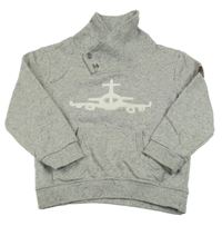 Svetlosivá melírovaná mikina s lietadlom  Topolino