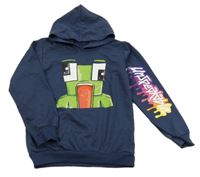 Tmavomodrá ľahká mikina so žabkou a kapucňou