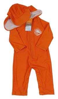 Nové - ČErvený UV overal s potiskem+ kšiltovka George