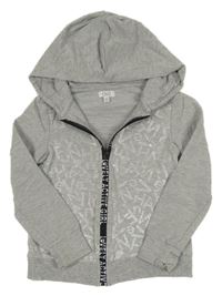 Svetlosivá prepínaci mikina s písmeny a kapucňou OVS