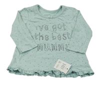 Nové - mintové tričko s nápisom a bodkami George