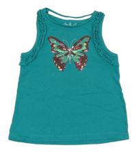 Petrolejový top s motýlom BE HAPPY