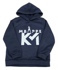 Tmavomodrá mikina s nápisom a kapucňou