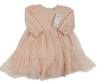 Nové - Světlerůžové tylové šaty s puntíky So Cute