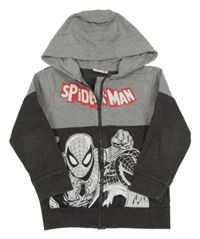 Šedo-tmavošedá propínací mikina se Spidermanem a kapucí Marvel