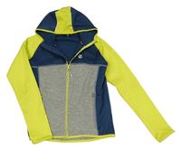 Neonově žluto-modro-šedá sportovní funkční propínací mikina s kapucí Dare 2B
