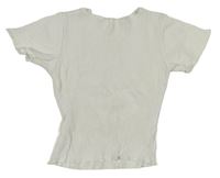 Biele rebrované tričko Shein