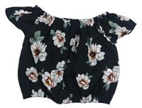 Čierna kvetovaná crop blúzka New Look