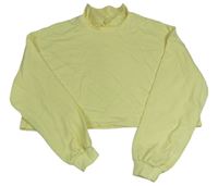 Citronová oversize crop mikina s golierikom H&M