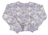 Lila-biela batikovaná crop mikina H&M