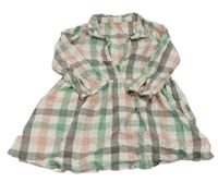 Bílo-šedo-světlerůžové kostkované košilové šaty H&M
