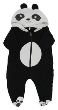 Čierno-biela tepláková kombinéza s kapucňou