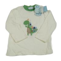 Nové - Smotanové tričko s dinosaurom