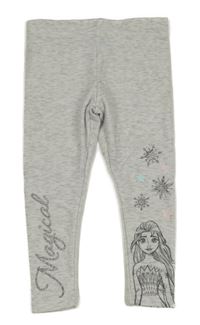 Světlešedé zateplené legíny s Elsou Disney