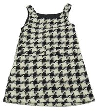 Čierno-bielo-zlaté kockované pletené šaty Matalan