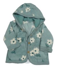 Zelenošedá kvetovaná fleecová prepínaci mikina s kapucňou George