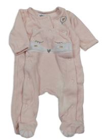 Svetloružový zamatový overal s líškou