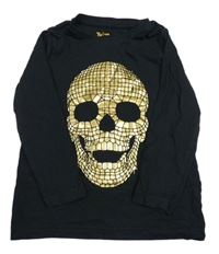 Čierne tričko s lebkou Tu