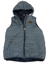 Tmavomodrá melírovaná šušťáková zateplená vesta s kapucňou Yigga