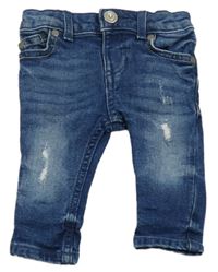 Modré skinny rifle s vyšúchaním River Island