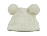 Smetanová pletená čepice s bambulemi F&F