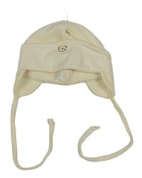 Smetanová sametová čepice s obrázkem 