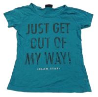 Petrolejové tričko s nápisem