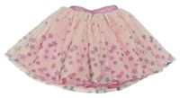 Svetloružová tylová sukňa so srdiečkami a hviezdičkami Dopodopo