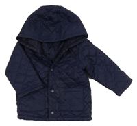Tmavomodrá prošívaná šusťáková jarní bunda s kapucí Benetton