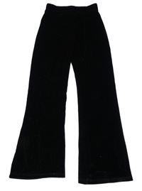 Čierne trblietavé zamatové flare nohavice F&F