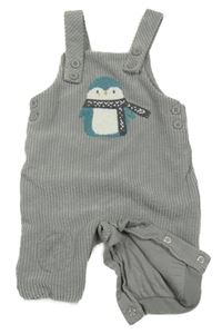 Sivé na traké podšité manšestráky s tučňákem George