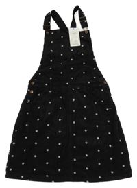 Nové - Černé manšestrové laclové šaty s kytičkami M&S