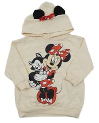 Světlebéžové teplákové šaty s Minnie a kapucí Disney