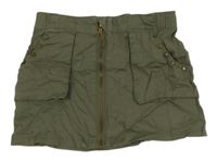 Khaki plátenná prepínaci sukňa s vreckami H&M