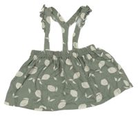 Zelenošedá bavlnená sukňa so vzorom a trakami H&M