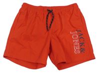 Červené plážové kraťasy s logom JACK&JONES