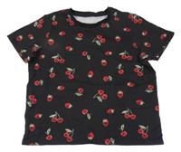 Čierne tričko s třešněmi Primark
