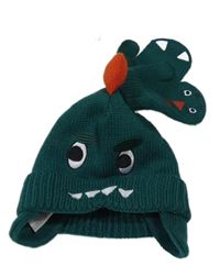 Nové - 2set - Tmavozelená čepice - dinosaurus + rukavice Primark