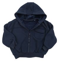 Tmavomodrá prepínaci oversize mikina s vreckom a kapucňou George