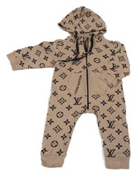 Hnedá vzorovaná kombinéza s kapucí Louis Vuitton