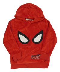 Červená chlpatá mikina so Spidermanem a kapucňou H&M