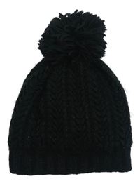 Čierna pletená trblietavá čapica s brmbolcom George