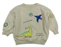 Béžová oversize mikina s dinosaurami George